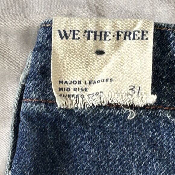 We The Free Major Leagues High Rise Cuff Crop Jean Womens 31 Carpenter - Picture 11 of 16